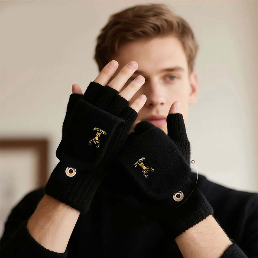 قفازات قابلة للطي تعمل باللمس، قفازات ركوب حرارية شتوية مع بطانة من الصوف، للجنسين للرجال والنساء