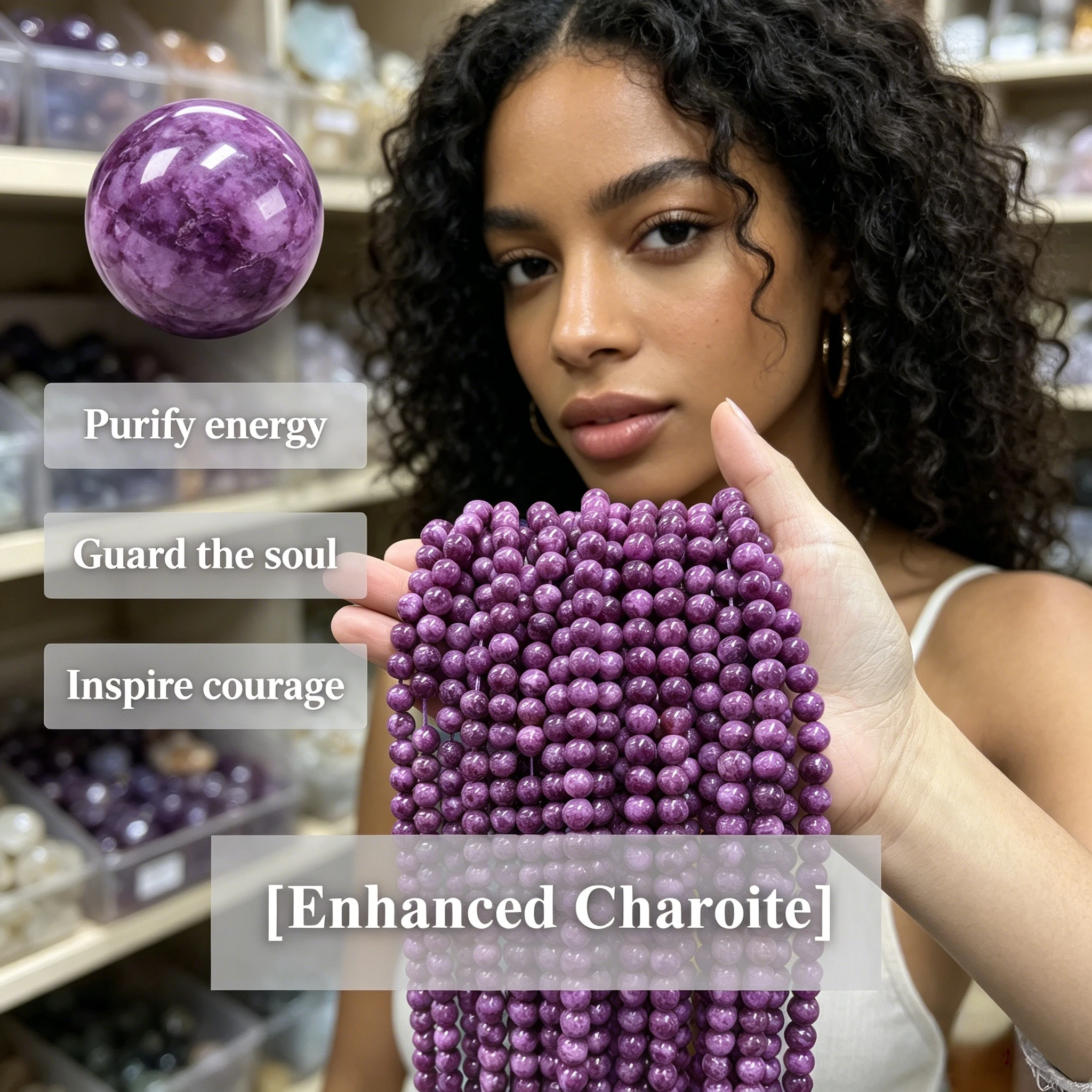 Enhanced Charoite Stone Beads 6 8 10mm Authentic Round Loose Beads For DIY Handmade Bracelet Necklace Making Jewelry Accessories