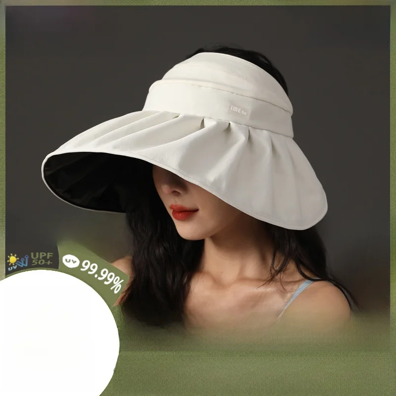 

Elegant Women's Large Brim Sun Hat UV Protection Black Glue Sunscreen Hat Luxury Feelings High-End Sensation Rainproof Cap