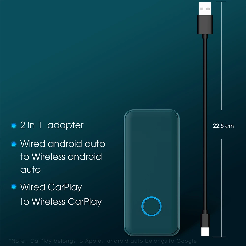 Compact 2‑in‑1 Wireless CarPlay & Android Auto Adapter Box Convert Factory Wired Connection WiFi BT 4.8 Low Latency