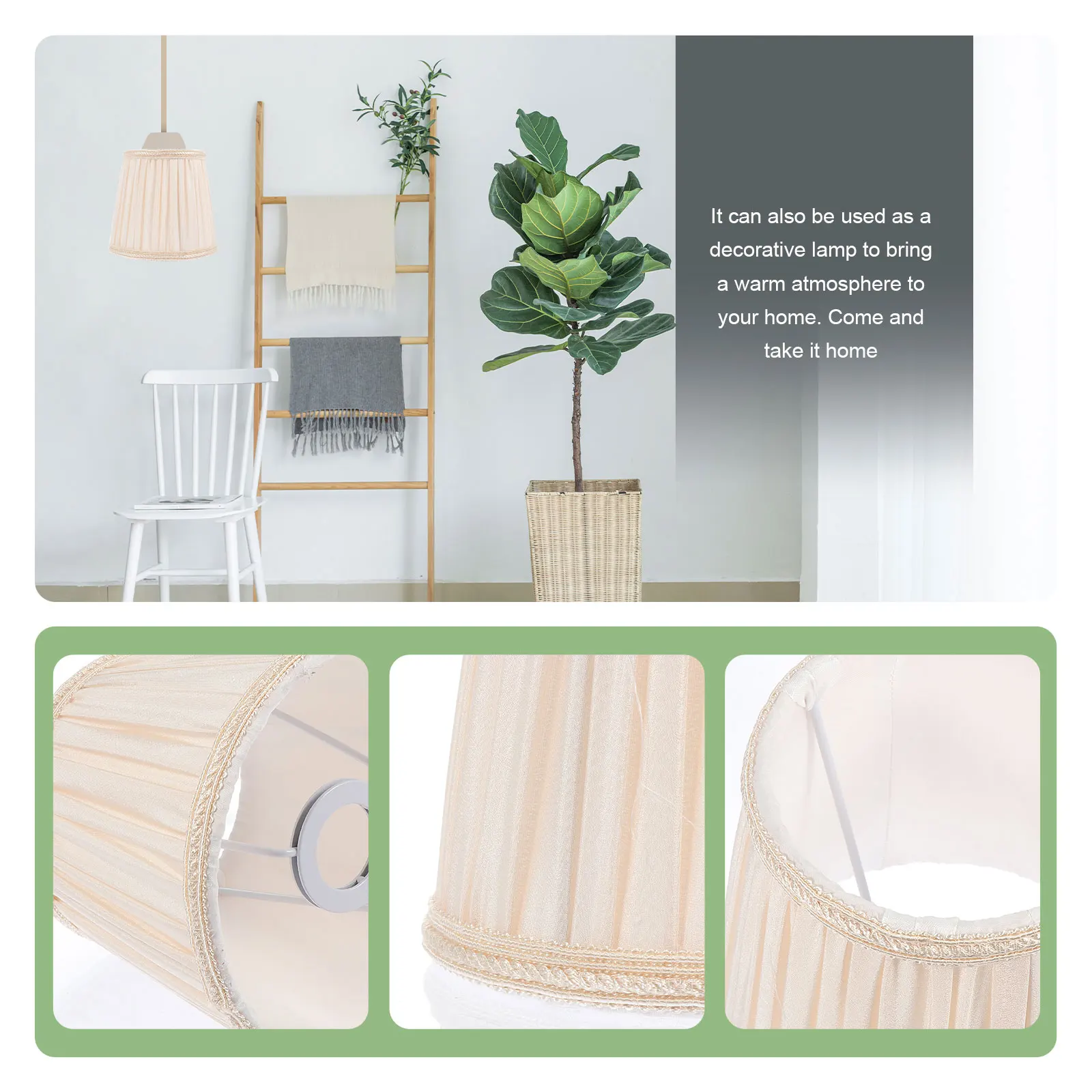 

Linen Shade Decorative Lamp Cover Home Lampshade Bedroom Lamp Cover Dustproof Pleated Desk Office Light Softening Safe Practical