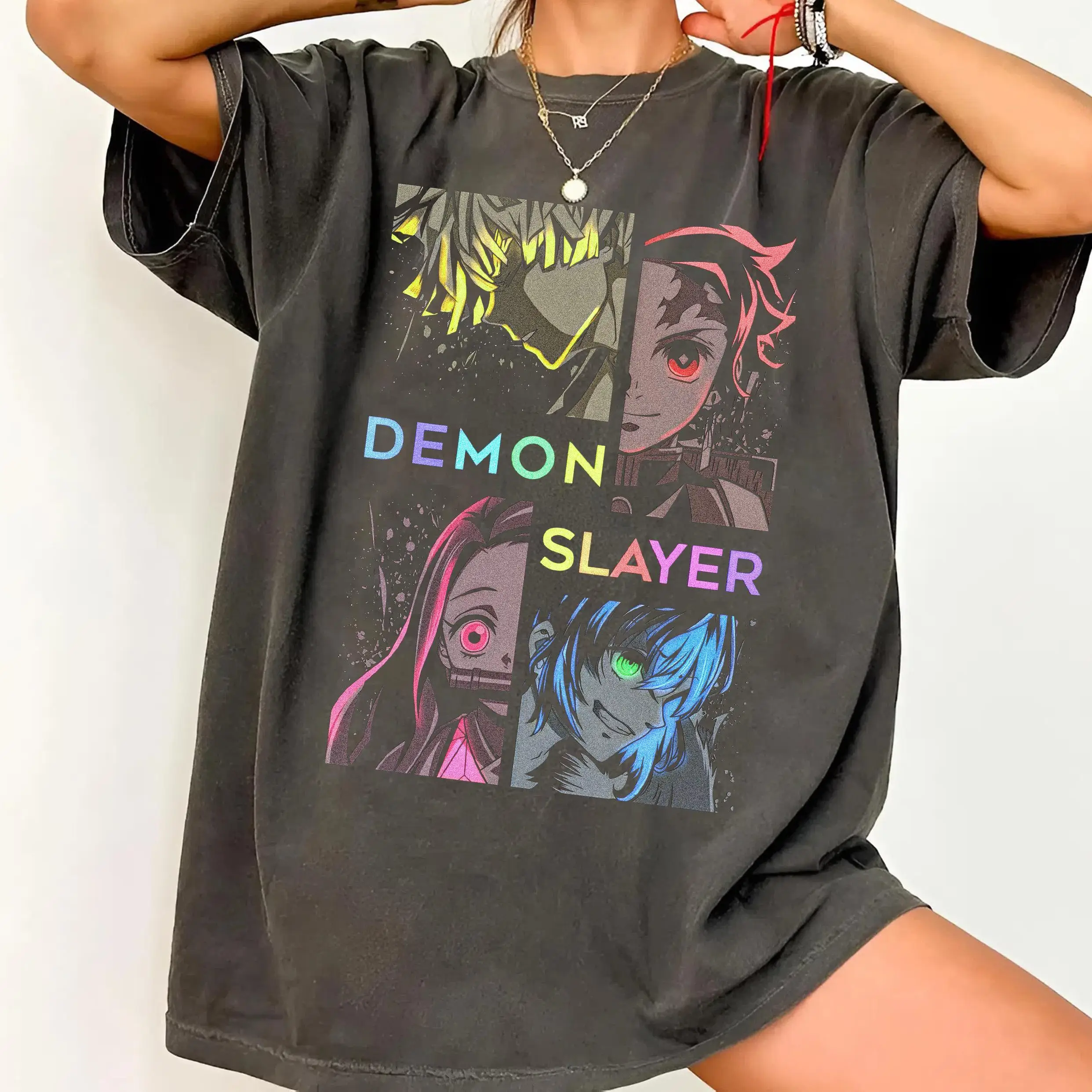 2026 Latest Demon Slayer T-Shirt Tanjiro Nezuko Zenitsu Inosuke Anime Graphic Tee Kimetsu No Yaiba Shirt Women Men and Kids Top