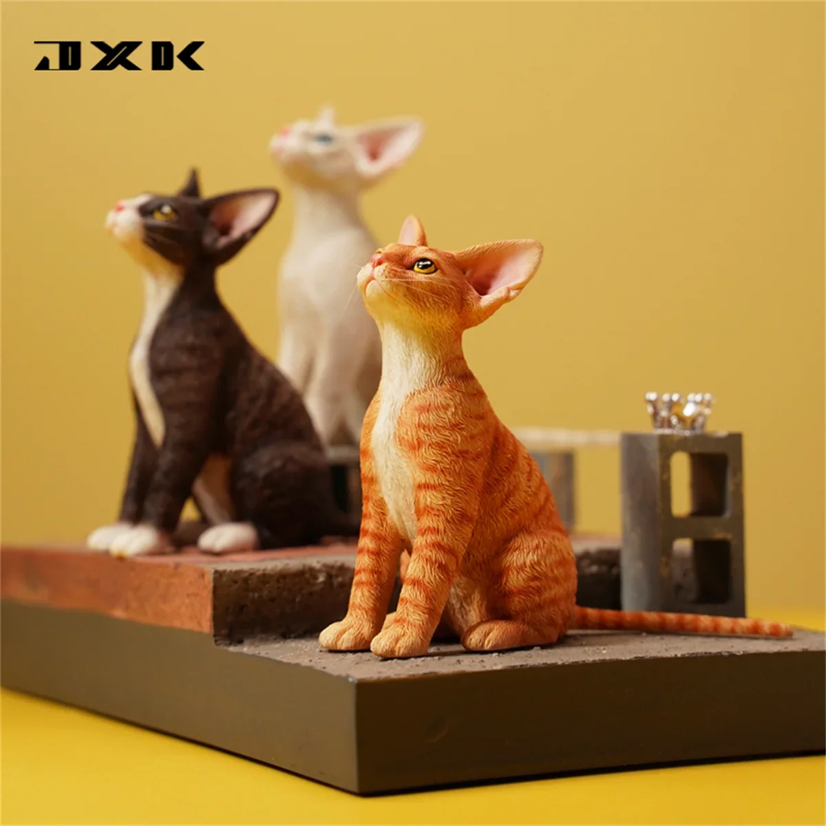 

JXK 1/6 Devon Rex With Base Model Animal Figure Cute Cat Figure Pet Collector Desk Scene Decoration Toy GK Gift IN STOCK