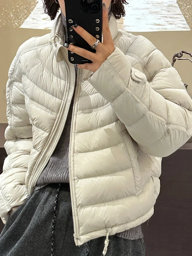 

Korean Style Stand Collar Loose Fit Women's down Cotton Jacket Warmth Puffy Coat Slimming Small Size Autumn Winter New Arrival