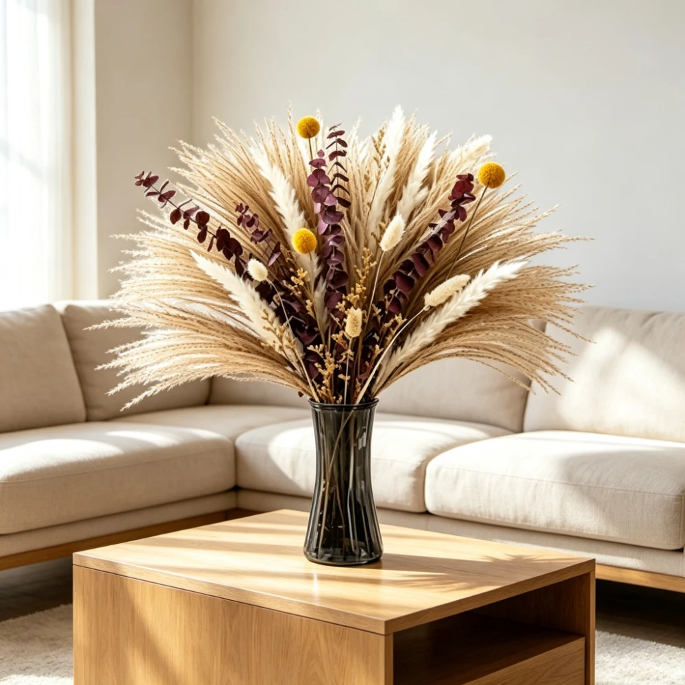 باقة زهور مجففة بأسلوب بوهو ال - مراجعة Pampas Grass Decor وسعره