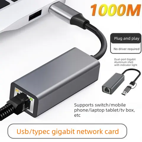 USB Type C Ethernet Adapter 1000Mbps USB 3.0 RJ45 Network Card For MacBook PC Windows XP 7 8 10 Android USB Lan Internet Cable