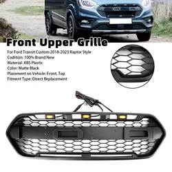 For Ford Transit Custom Trail W/ 3LED 2018-2023 Raptor Style Front Bumper Center Grille Mesh Honeycomb Racing Radiator Grille