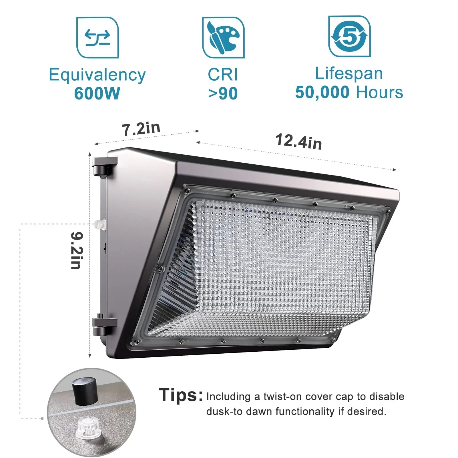 Lightdot 6 Pack 120W Led Wandlampen Met Fotocel, 18000lm [Eqv. 1020W Mh/Hps], 5000K Daglicht Ip65