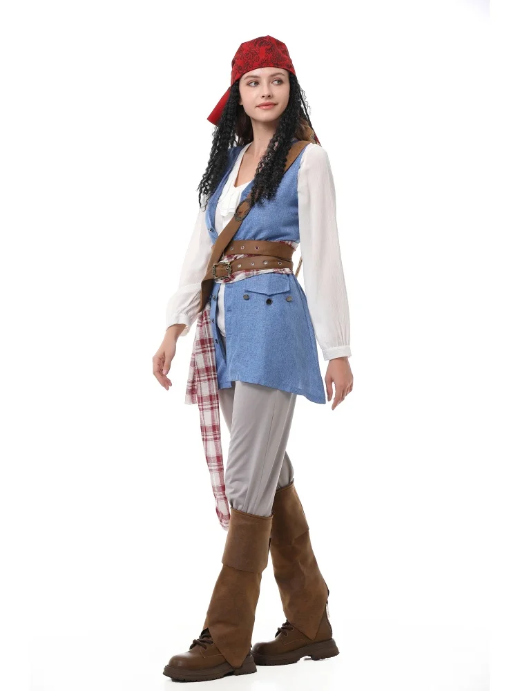 Unisex Retro Piraten-Cosplay-Outfit Blaue Weste Halloween Karneval Familien-Paar Kostüm Bühnenkostüm 2026 – Detail 23
