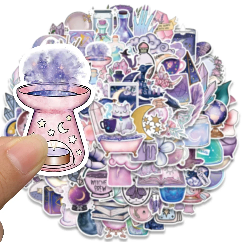 100pcs Purple Magic Moon Sticker Pack Waterproof Phone Case Laptop Skin Aesthetic Stickers DIY Personality Decorate