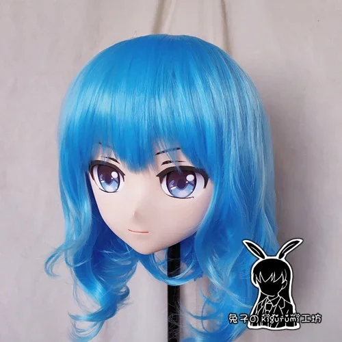 (Rabbit 40) Handmade Female Resin Crossdress Pretty Girl Head Lolita Doll Mask Japanese Anime Cosplay Kigurumi Mask Crossdresser