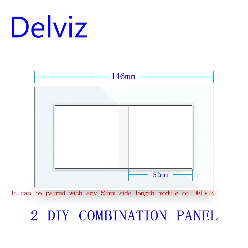 Delviz Tempered Glass Socket, 146mm*86mm double jacks Rectangular Outlet, AC 110V~250V, Wall Embedded 16A Universal power socket