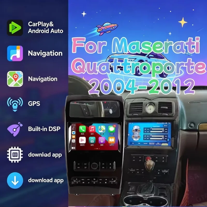 

10.1-дюймовый автомобильный радиоприемник для Maserati Quattroporte 2004-2012, Android GPS, мультимедийная система, автомагнитола, стереоприемник, головное устройство, 4G