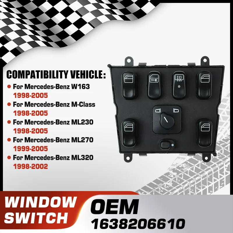 

1638206610 Electric Power Car Window Control Switch Panel For Mercedes-Benz W163 M-Class ML230 ML270 ML320 ML350 A1638206610