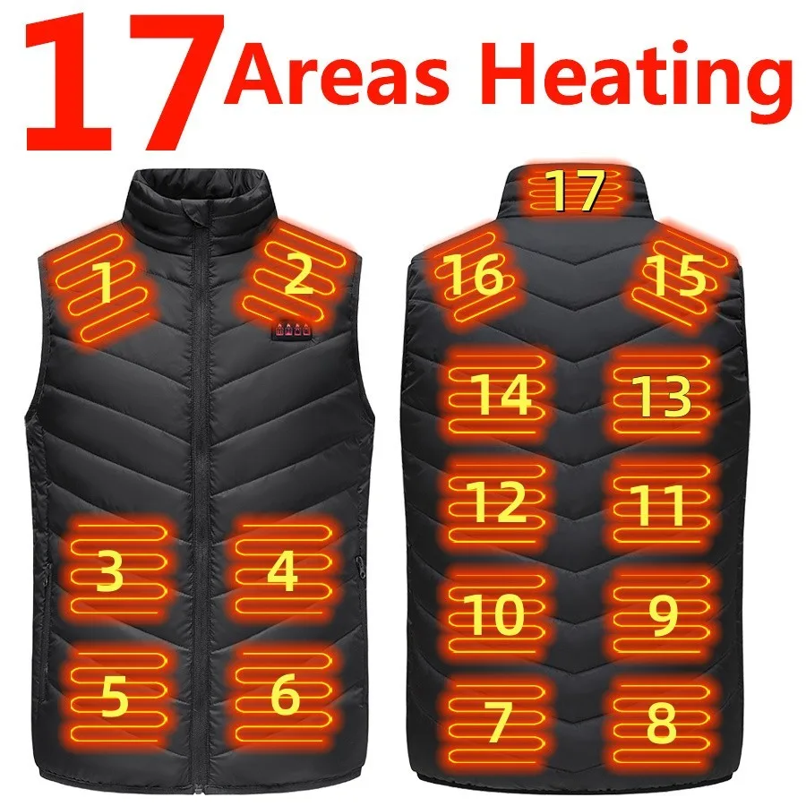 17 Areas Electric Heated Vest Usb  Heating Vest Heated Jacket Men Women Heated Bodywarmer Usb Inner Heat Vest Veste Chauffante