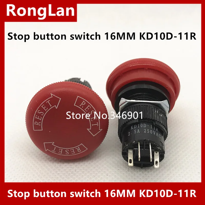 [SA]Electronic switch button switch emergency stop button switch 16MM KD10D-11R KD10D-22R  Emergency Sanmenxia Jie Zheng--20pcs