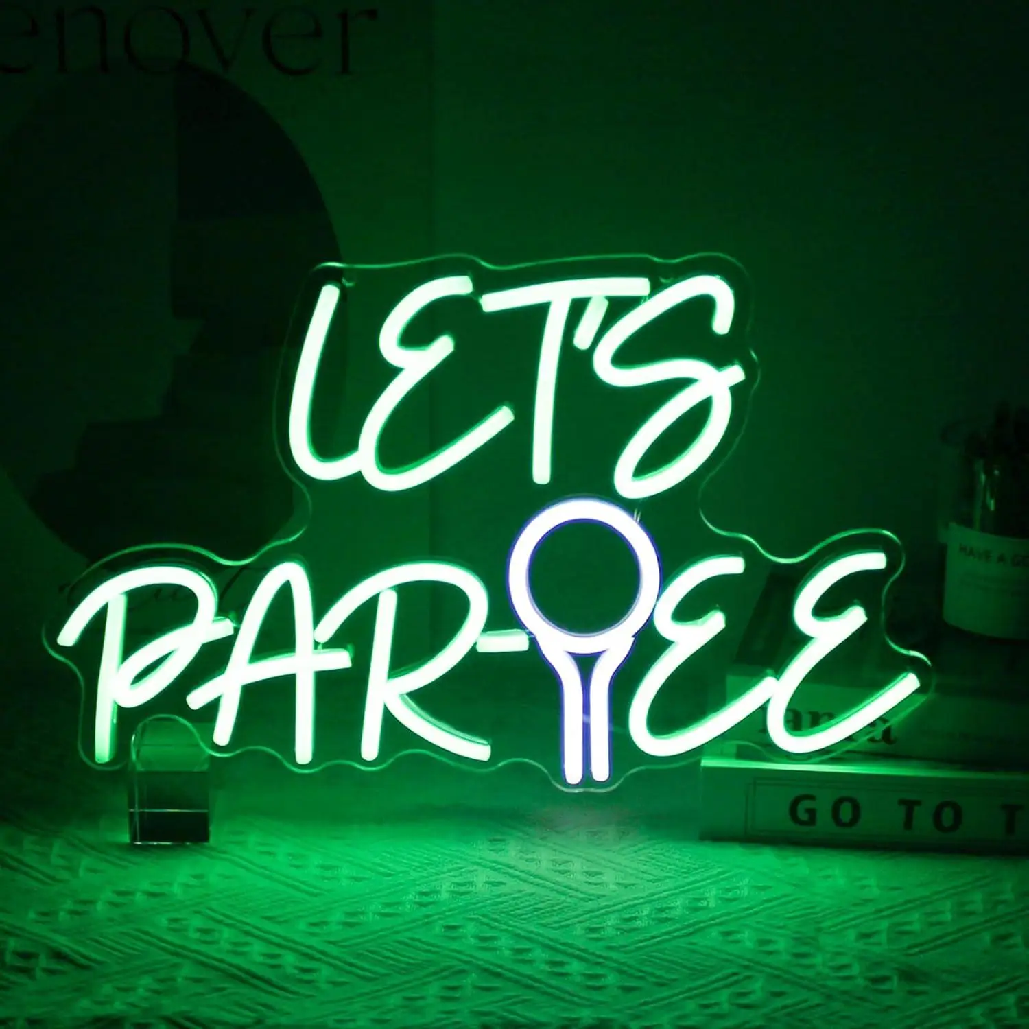 Let's Par Tee Neon Sign Golf Ball USB Dimmable LED Neon Lights for Golf Club Bedroom Man Cave Party Wall Art Decoration Gifts