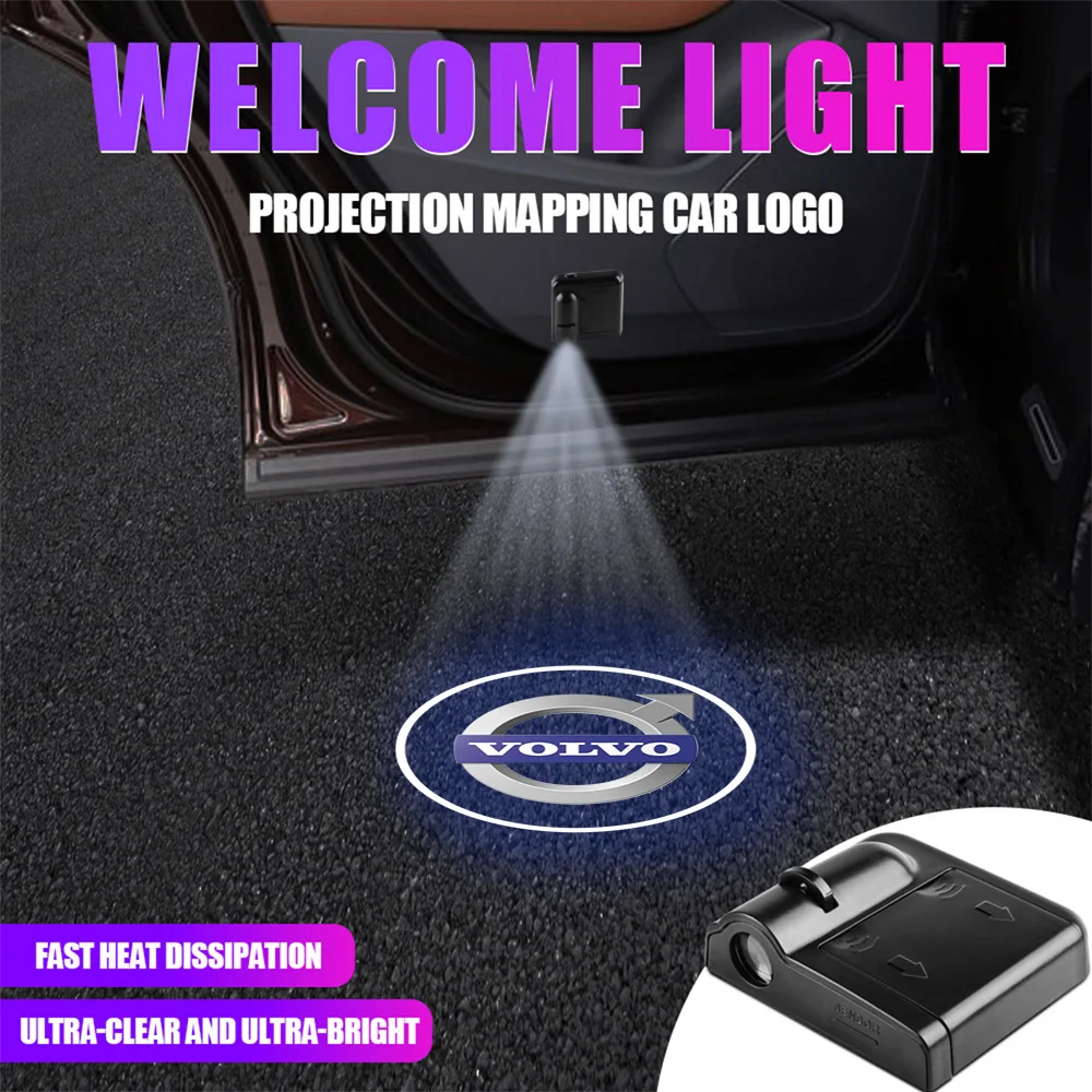 1PC Wireless Car Door Magnetic Welcome Light Auto Emblem Projector HD Lamps For Volvo RDESIGN T6 AWD S40 S60 S90 XC40 XC60 XC90