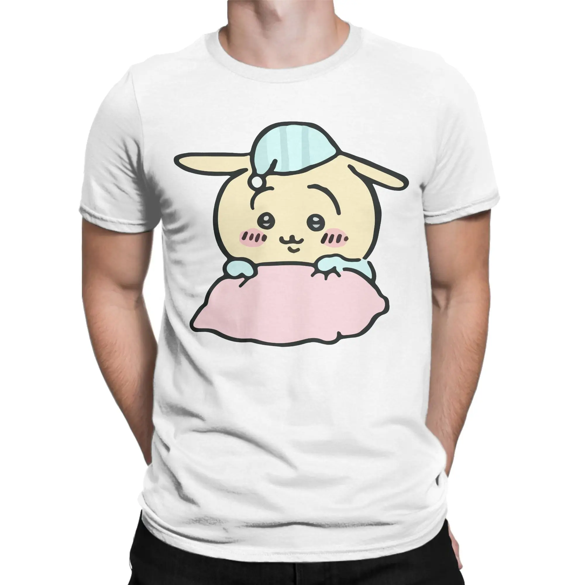 Men's Cartoon Cute Chiikawas T Shirt Hachiware Usagi 100% Cotton Tops Funny Short Sleeve Crewneck Tees Gift Idea T-Shirts