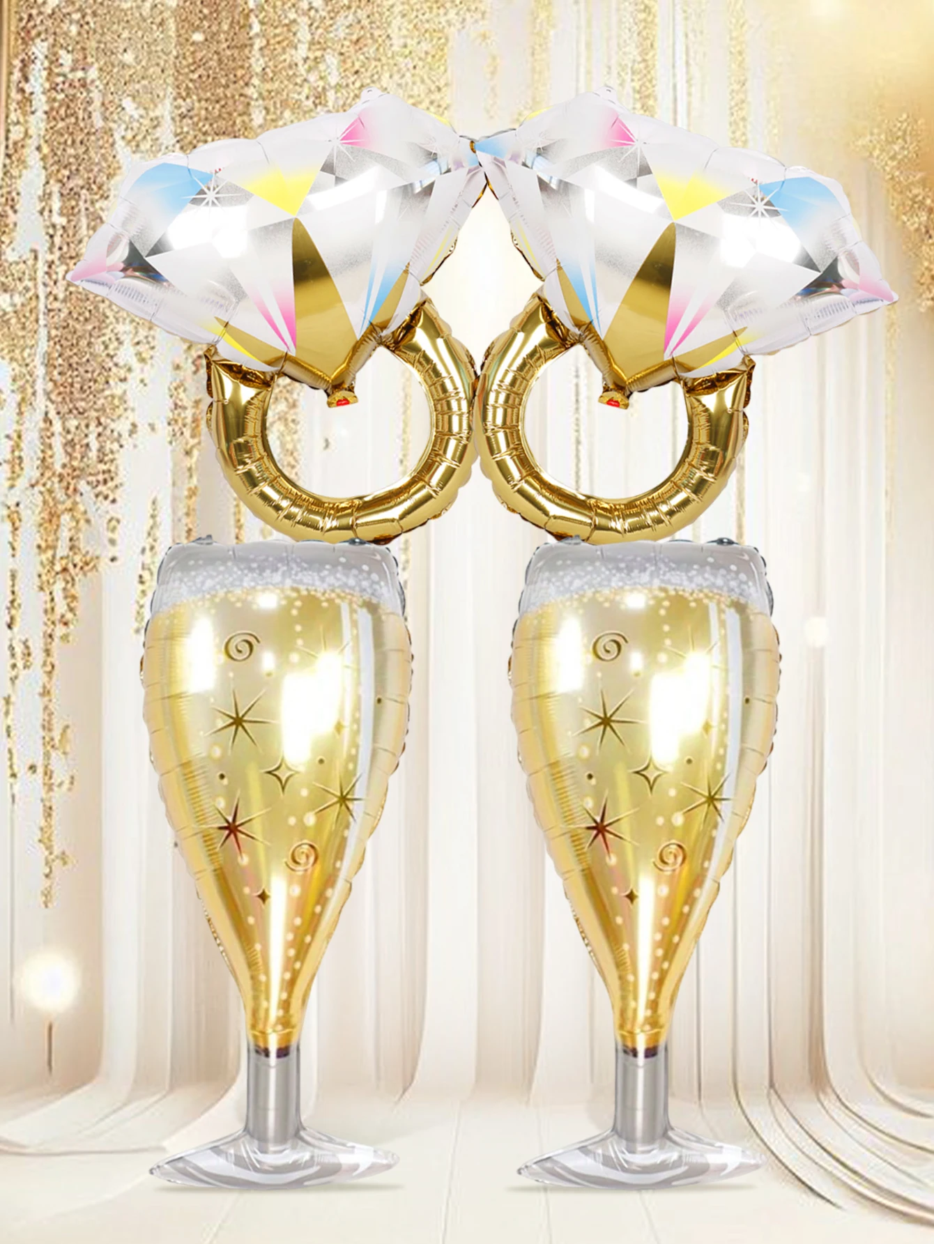 2/4 Uds. Globo con anillo de cristal champán, cumpleaños, bares, aniversarios de boda, despedida de soltera, despedida de soltera/enterrement de soltera, accesorios