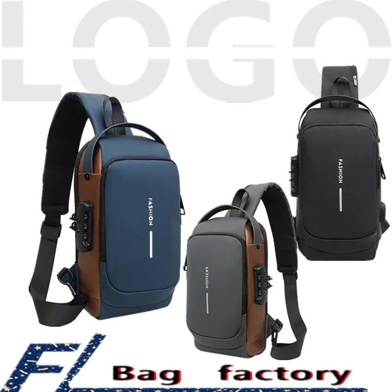 Men's Multifunction Chest Bag Male Waterproof Crossbody Bag New Anti-theft Travel Shoulder Bags USB Charging Sport Sling Pack