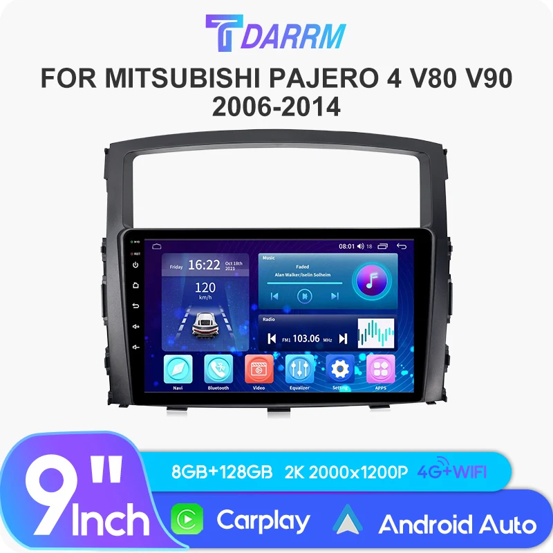 

For Mitsubishi Pajero 4 V80 V90 2006-2014 Car Screen Radio Android 12 Automotivo Multimedia Screen Carplay Navigation Player