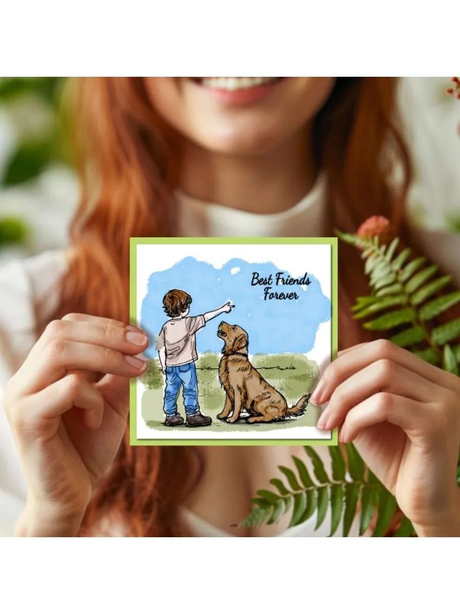 1Sheet Human and Pet Clear Stamps Dogs Silicone Clear Stamp Seals Friendship Sentiment Transparent Stamps for DIY Scrapbooking