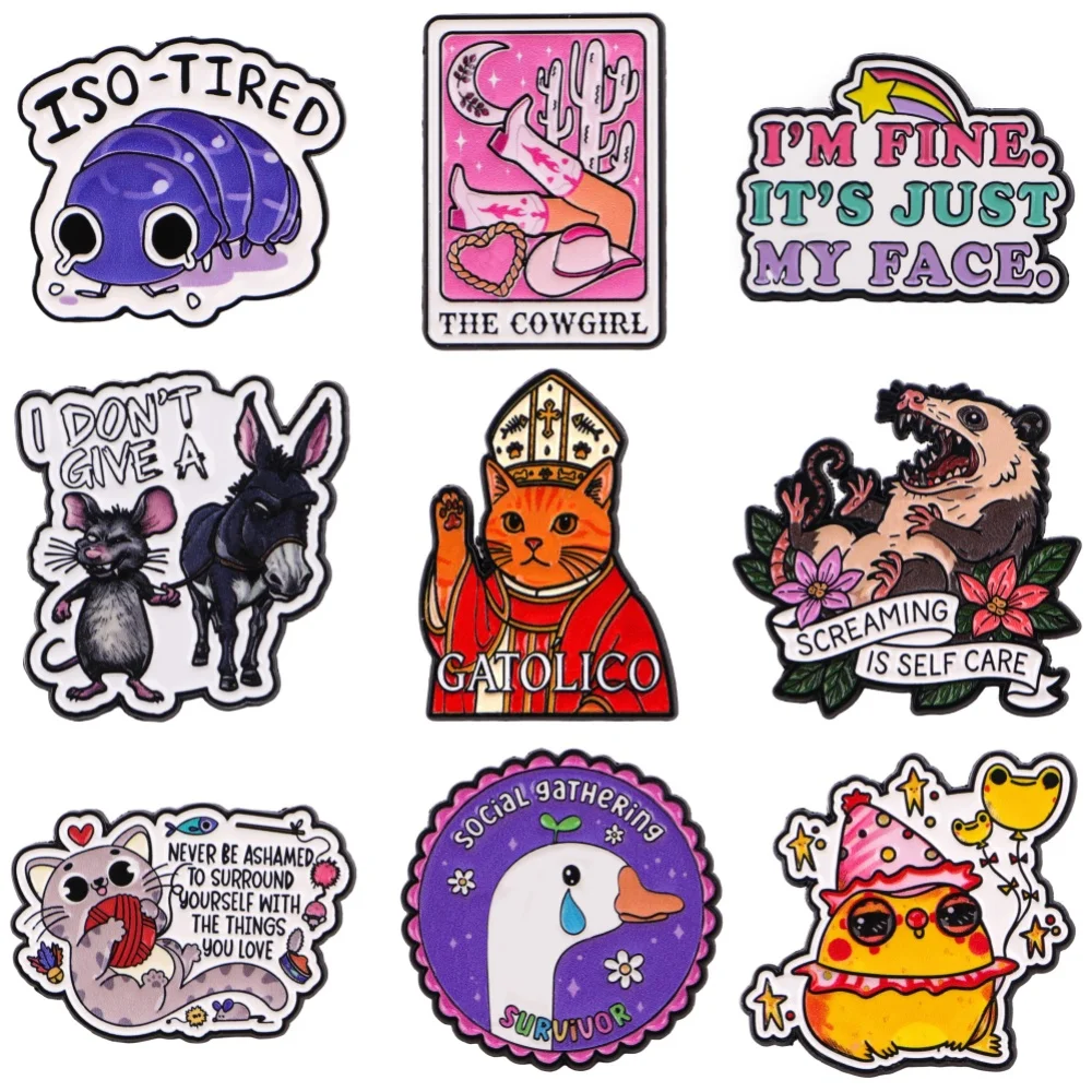 Lustige Frosch Emaille Pin Cartoon Katze Zitate Brosche Für Mantel Dumme Gans Broschen Mode Revers Abzeichen Schmuck Freunde Geschenk