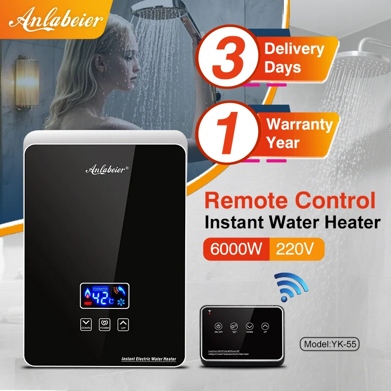 

220 В 6000 Вт Wi-Fi пульт дистанционного управления Anlabeier безрезервуарный электрический водный портативный электрический душ