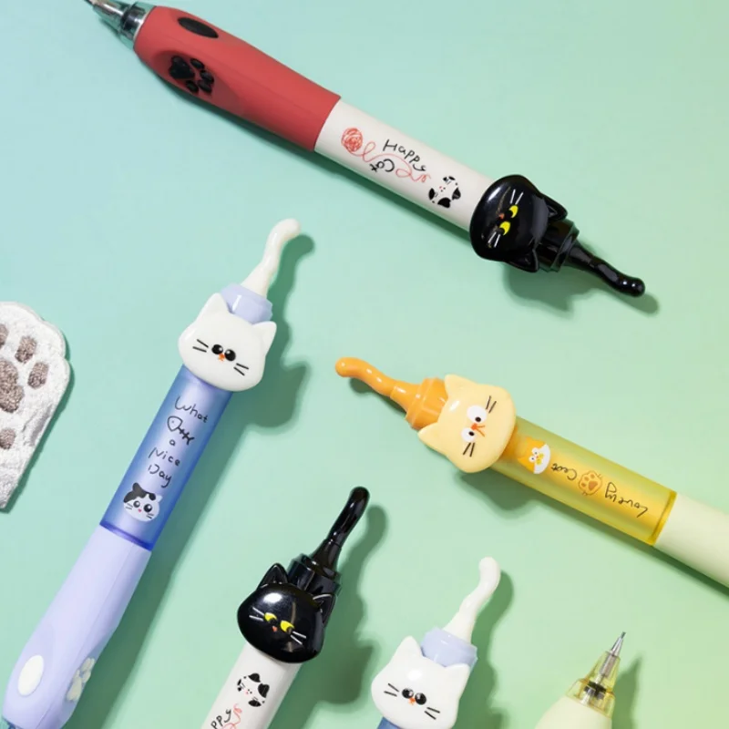 24pcs/lot Kawaii Cat Mechanical Pencil Cute 0.5MM/0.7MM Drawing Writing Automatic Pen School Office Supplies