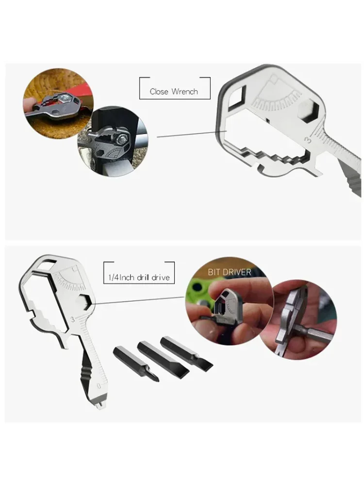 AliExpress EDC24 in 1 Multifunction key tool combination stainless steel pendant mini portable keychain outdoor Tools bicycle screw wrench