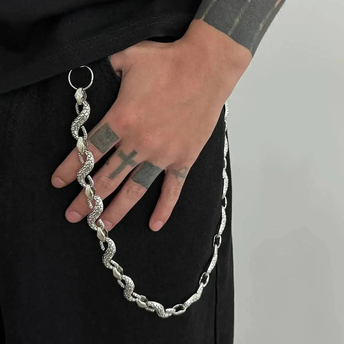 Ingemark Trendige Schlüsselanhänger in Schlangenform, lange Gürtelkette für Herren, Hipster-Hosenkette, Jeans-Kette, Paar-Schmuck