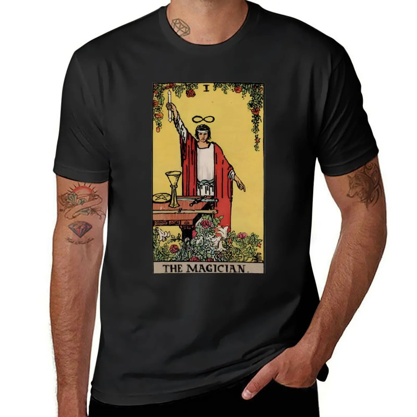 The Magician Rider Tarot Card T-Shirt sweat vintage clothes tops Short sleeve tee mens cotton t shirts