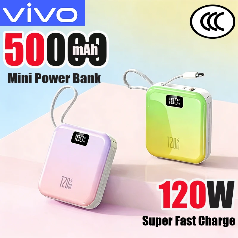 

Портативное зарядное устройство VIVO 50000 мАч, 120 Вт, сверхбыстрая зарядка, 2 в 1, большая емкость, для iPhone, Samsung, Huawei