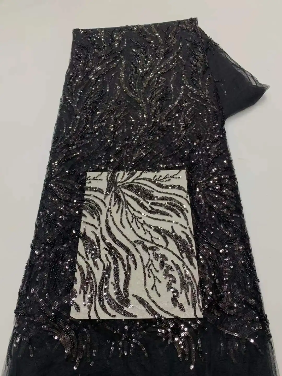 Nigerian Luxury Sequins Net Lace Fabric High Quality African Tulle Lace Fabric French For Women Wedding Party Dress Sewing-XX