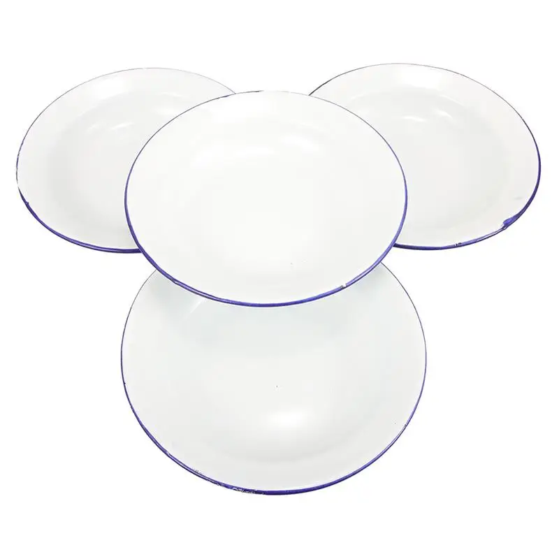 

4pcs Enamel Plate Food Serving Dishes Fruit Dishes Catering Serving Plate Dessert Plate Disc Serving Utensils Kitchen