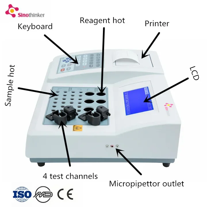 Factory Price Chemistry Coagulation Analyzer Coagulometer 2 /4 Channel Hot Coagulation Analyzer