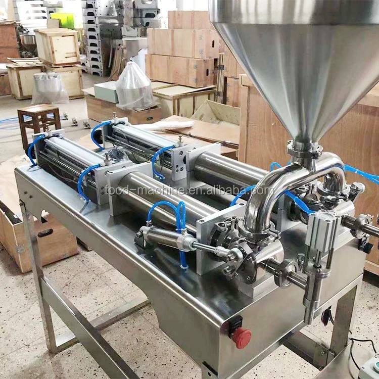 شبه التلقائي فوهة مزدوجة الهوائية الطماطم الغذاء مستحضرات التجميل السائل آلة تعبئة المربى