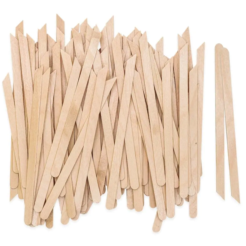 200pcs Disposable Wooden Waxing Stick Spatulas Wax Applicator 110mm Wood Sticks For Hair Eyebrow Removal Body Beauty Tool