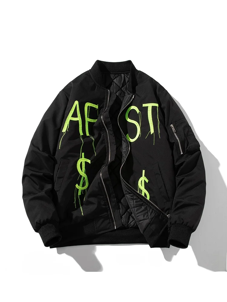 

Thiened Embroidered Baseball Jaet Men's Autumn Winter Warm Faion Outerwear Cotton Padded Coat Youth Casual Sle Zipper...