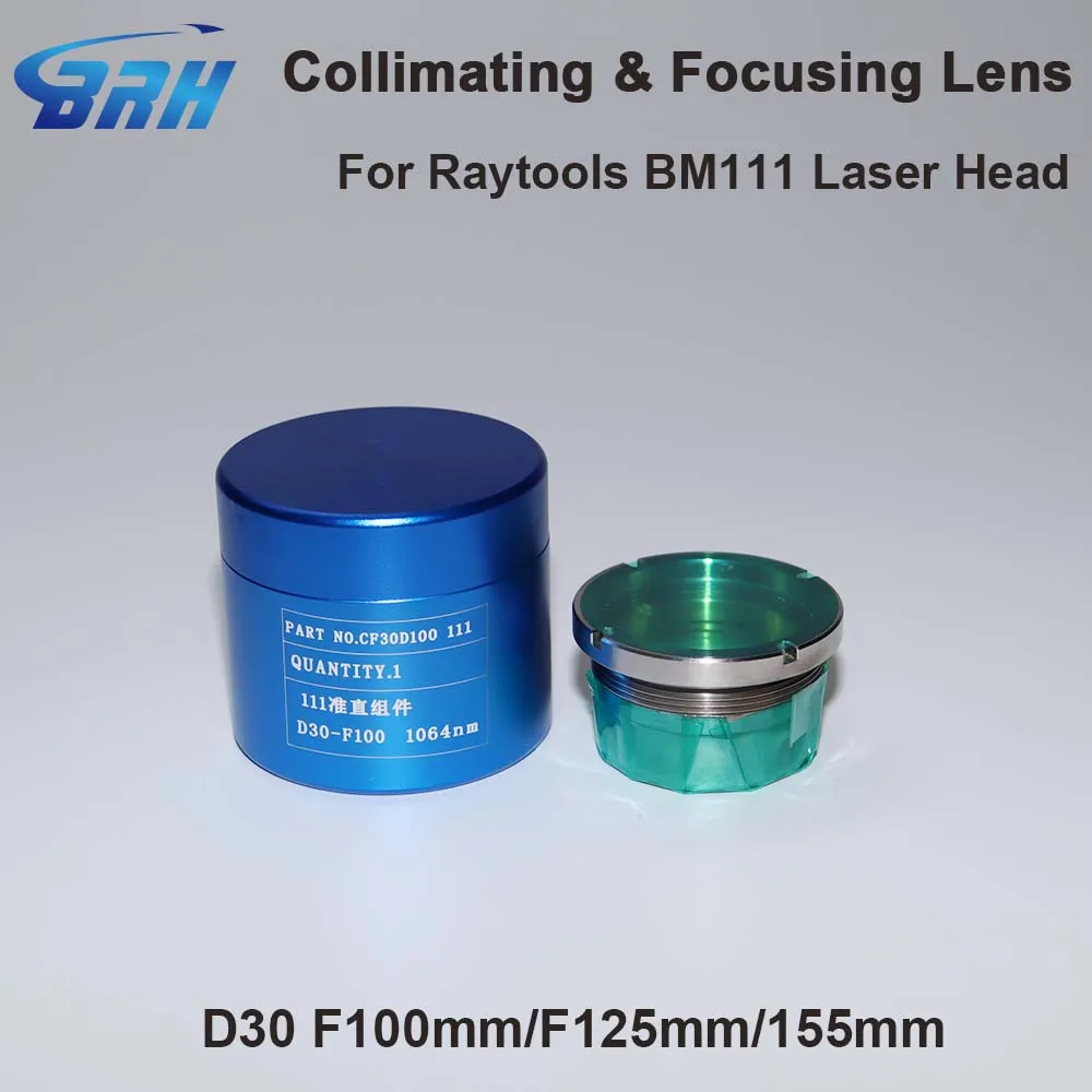 BRH Raytools BM111 Collimating&Focusing Lens D30 F100 F125mm with Lens Holder for Raytools Laser Cutting Head BM111 0-3KW