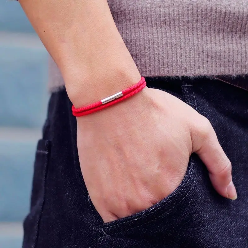Minimalistisches Glücksarmband mit rotem Faden für Männer und Frauen, romantisches Paar-Armband, Yoga-Brazalete, 100 % lichtbeständiges Freundschaftsarmband Pulsera