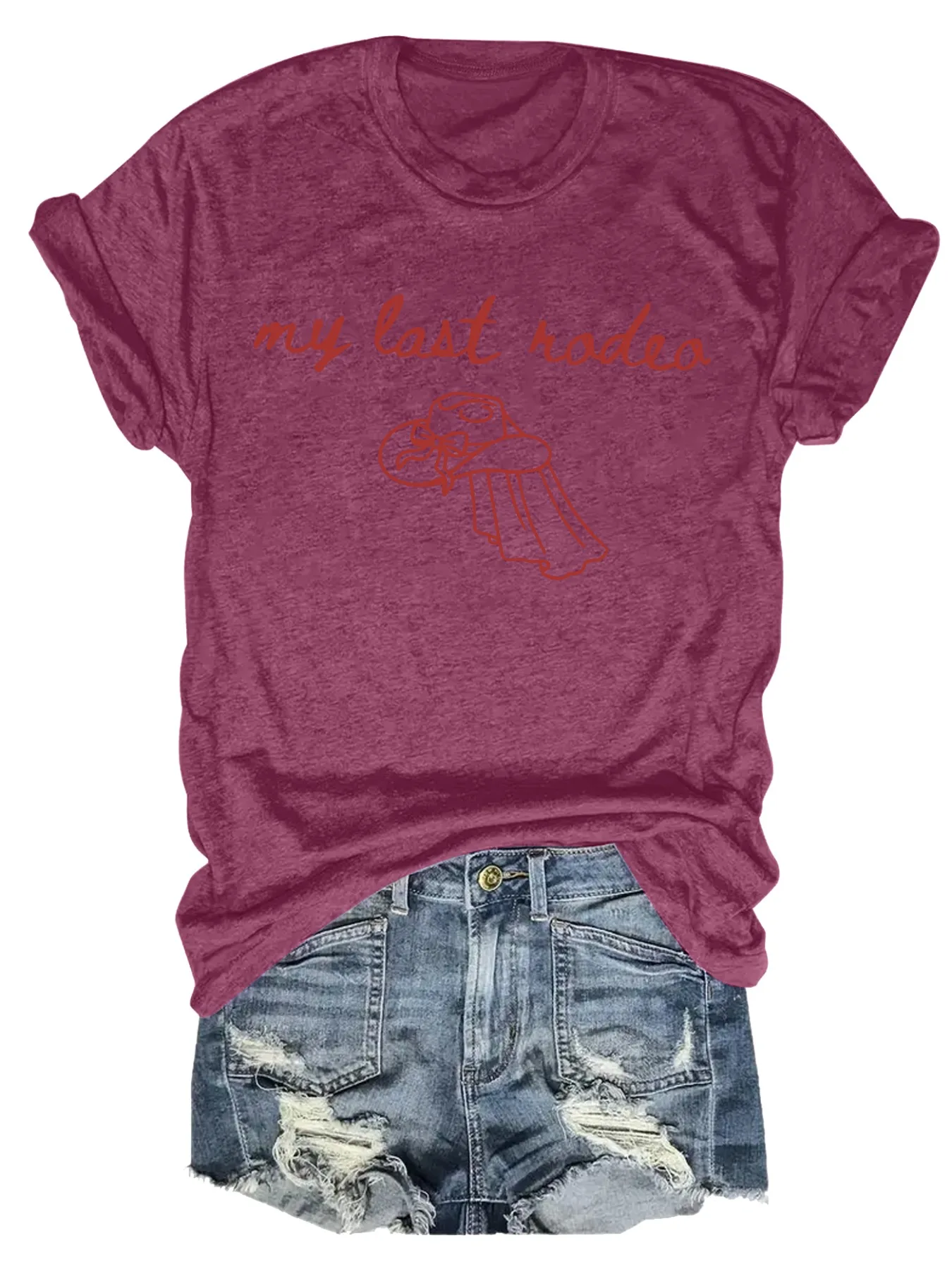 

Plus size women's short sleeve T-shirt My Last Rodeo Cowboy Hat Spring and Summer Must-Haves summer outfit women's clothing