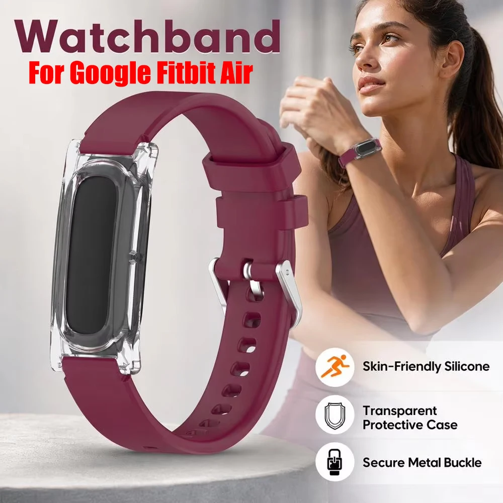 PC-Gehäuse + Silikonarmband für Google Fitbit Air, Ersatzband, stoßfestes, kratzfestes Armband für Fitbit Air-Zubehör