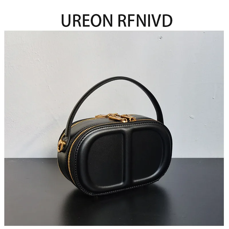 

Ureon Rfnivd Luxury Leather Handbag Bowling Bag Single oulder Crossbody Bag Spring Summer Faionable European Sle Handhe...