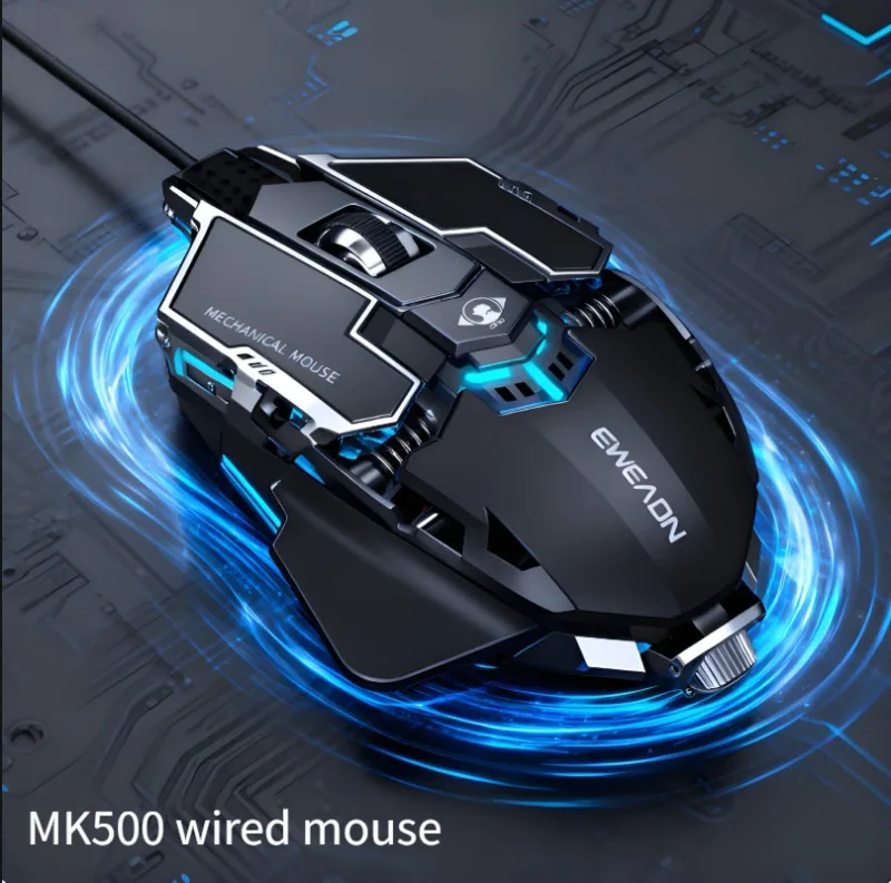 

EWEADN MK500 RGB Backlight Wired Mechanical Mouse 12800DPI Adjustable Macro Programming E-Sport Ergonomic Mouse For PC Laptop