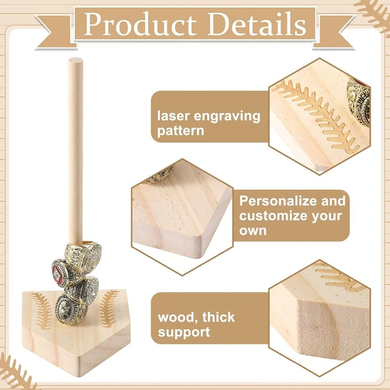 حامل عرض حلقي للبطولات الخشبية ، حامل كرة البيسبول اللينة ، ديكور كهف الرجل ، هدايا لمحبي الكرة