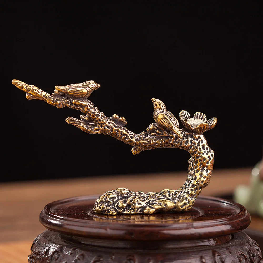 1/2Pcs borderless pure copper simulation plum blossom ancient rhyme modeling study four treasures student drying brush shelf