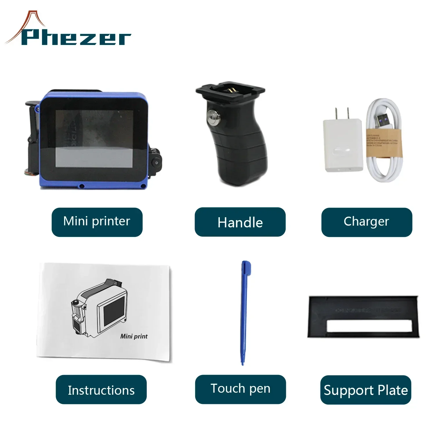 Phezer PC12 12.7mm Handheld Inkjet Printer Detachable Mini Coding Machine for QR Code Barcode Batch Number Date Logo Printing