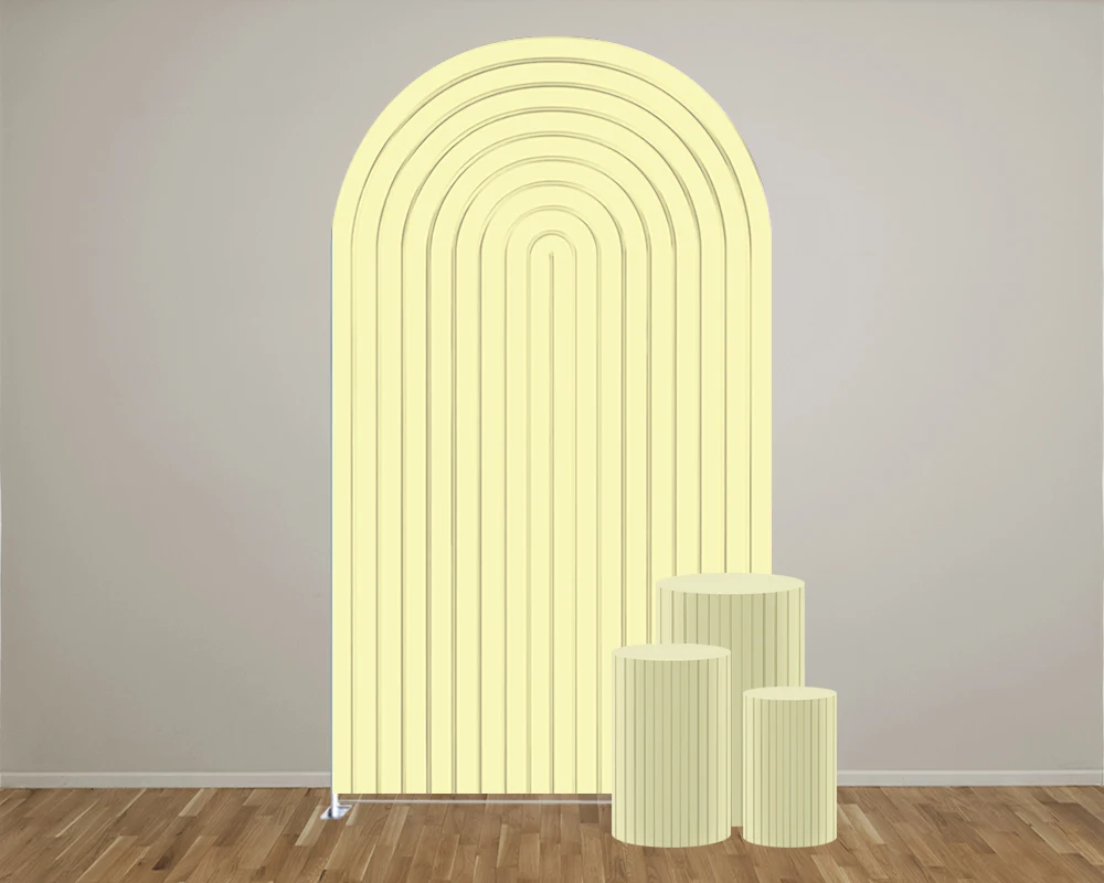 Yellow Gypsum Line Theme Arch Backdrop Cover/Cylinder Cover for Birthday Parties, Wedding and Baby Shower Party Decoration Props